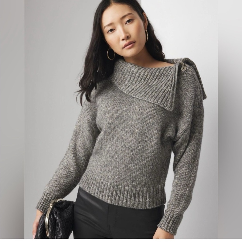 WHBM $99 Zip Neck Dolman Sleeve Pullover - Picture 8 of 10